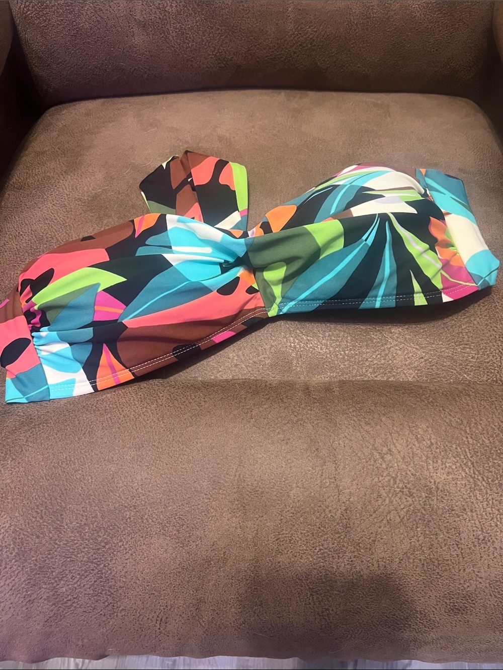 Bar III Multicolor Tropical Bandeau One-Piece